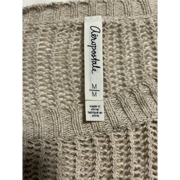 AEROPOSTALE Taupe Loose Knit Lightweight Layering Sweater Medium - Picture 3 of 8